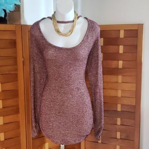 Maurices maroon sweater with gold shimmer threads